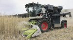 A new Claas Jaguar combine automatically produces pellets on the field (video)